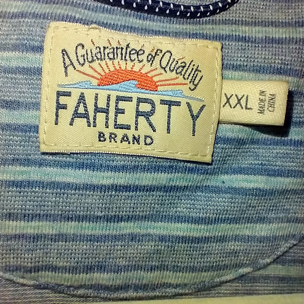 Faherty Striped Short Sleeve Polo Shirt Men's sz XXL. - Picture 4 of 6